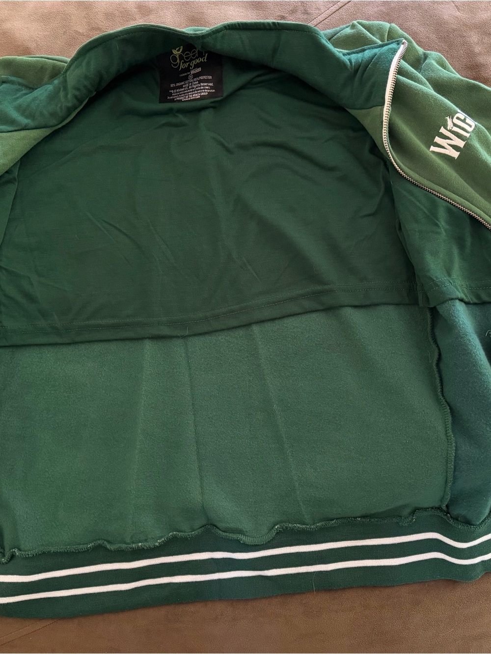 Wicked Green Full-Zip Hoodie Jacket Unisex  size Medium BROADWAY - Picture 9 of 12